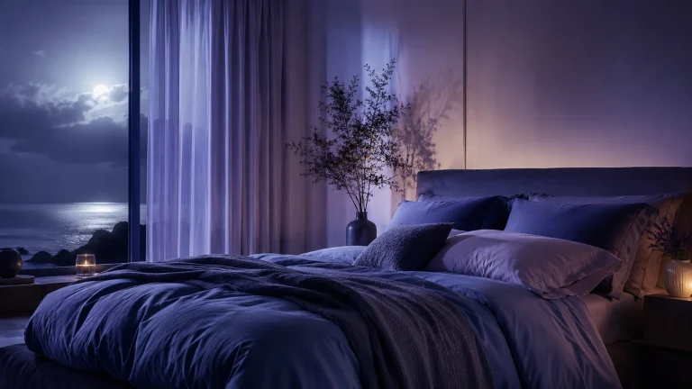 calming nighttime bedroom designed for natural drug-free sleep improvement