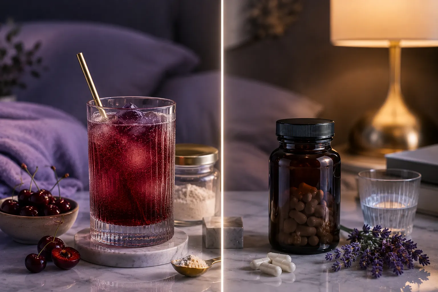 comparison between tart cherry magnesium mocktail and melatonin supplement for sleep support