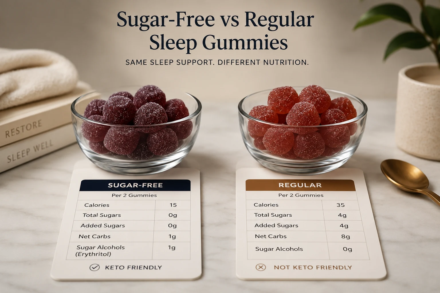 Comparison between sugar-free and regular sleep gummies